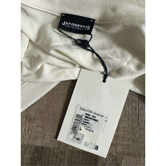 NWT Jacquemus La Robe Bahia Viscose Jersey Mini Dress Off White Medium $605 - Picture 9 of 9